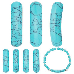 Синтетическая Бирюза 6 шт. подвески-соединители из синтетической бирюзы, звенья изогнутого прямоугольника, 36x9.5x5.5 мм, отверстие : 2.5 мм