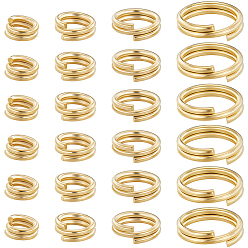 Настоящее золото 24K 80шт 4 стили латунные разрезные кольца, кольца с двойной петлей, реальный 24 k позолоченный, 20~24 датчик, 4~8x1.7~2 мм, внутренний диаметр: 3.5~6.3 мм, 20 шт / стиль