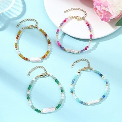 Смешанные камни Браслеты из натуральных и синтетических драгоценных камней, а также жемчужин барокко и жемчуга кеши для женщин., круглые, 7.09 дюйм (18 см)