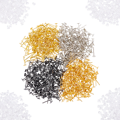 Mixed Color 1600Pcs 5 Style Steel Stud Earring Findings, with Flat Pad Brass Earrings Posts, Flat Round, Mixed Color, 5style/set