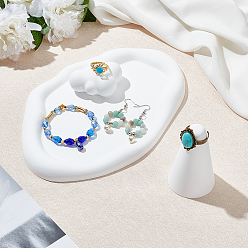 Белый 3шт 3 стиль гипсовая ювелирная пластина, лоток для хранения колец, реквизит для фотосъемки, украшения для дома, облако/конус, белые, 49x65.5x25.5 мм, 1 шт / стиль