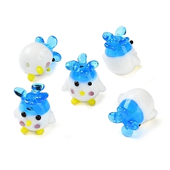 Озёрно--синий Бусы лэмпворк ручной работы, цыпленок, Плут синий, 16~17x17~17.5x14~14.5 мм, отверстие : 2.2 мм, около 30 шт / нитка, 18.50''~18.90'' (47~48 см)