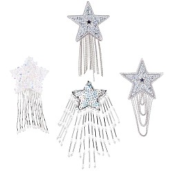 (52) Непрозрачная лаванда 4шт тканевая звезда, аксессуары для поделок, с кисточкой из страз, звезда, разноцветные, 140x75x9 мм