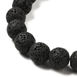 Black Natural Lava Rock Bead Strands, Dyed, Round, Black, 8mm, Hole: about 2mm, about 52pcs/strand, 15.5 inch