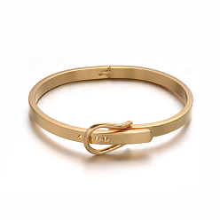 Golden Watch Band Design 304 Stainless Steel Bangles, Ion Plating(IP), Golden, 53x64mm
