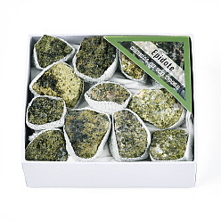 Epidote Украшения для витрин с натуральным эпидотом, товары для украшения дома, самородки, с бумажной коробкой, 22~43x14~37x9~27 мм