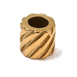 Real 18K Gold Plated 304 Stainless Steel European Beads, Large Hole Beads, Twisted Column, Real 18K Gold Plated, 9x8.5mm, Hole: 5mm
