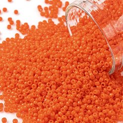 (50A) Opaque Bright Orange Круглые бусины toho, японский бисер, (50 а) непрозрачный ярко-оранжевый, 15/0, 1.5 мм, отверстие : 0.7 мм, Около 15000 шт / 50 г