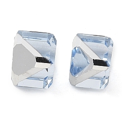 Светло-Голубой K9 стеклянные имитации австрийских хрустальных бусин, без отверстия , квадратный, Небесно-голубой, 4x4x4 мм