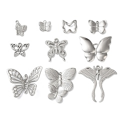 Нержавеющая Сталь Цвет 10 шт. 304 подвески из нержавеющей стали, бабочка, цвет нержавеющей стали, 12~40x13~39.5x2~5 мм, отверстие : 1.8~2.5 мм