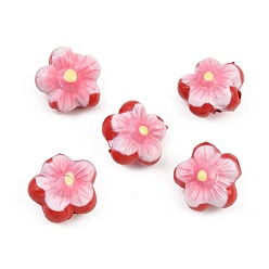Бледно-Розовый Бусины из киновари с принтом, цветок, розовый жемчуг, 10.5x11x7 мм, отверстие : 1.4 мм