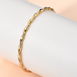 Золотой Витая веревка 304 браслеты из нержавеющей стали для женщин, золотые, внутренний диаметр: 2.64 дюйм (6.7 см)