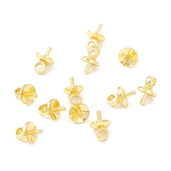 Real 18K Gold Plated Brass Cup Pearl Peg Bails Pin Pendants, For Half Drilled Beads, Real 18K Gold Plated, 5x7mm, Hole: 1.8mm, Pin: 1mm.