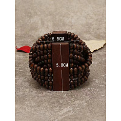 Кокосово-Коричневый Этнический стиль крест деревянные круглые бусины эластичные браслеты для мужчин и женщин, кокосового коричневый, 3-1/8x2-3/8 дюйм (8x6 см)