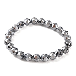 Терагерцовый камень Эластичные браслеты с граненой звездой и круглым терагерцовым камнем из бисера для женщин и мужчин, внутренний диаметр: 2-3/8 дюйм (6 см), 7.5 мм