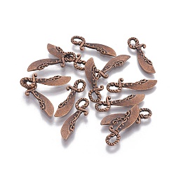 Красная Медь Подвески из сплава , без кадмия и без свинца, меч, Красная медь, 25x6x2 мм, отверстие : 2 мм