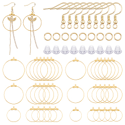 Настоящее золото 18K Наборы для поиска сережек своими руками, 304 фурнитура для сережек-колец и крючков из нержавеющей стали, реальный 18 k позолоченный