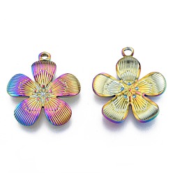 Rainbow Color Ионное покрытие (ip) 304 подвески из нержавеющей стали, цветок, Радуга цветов, 27x24.5x3 мм, отверстие : 1.8 мм