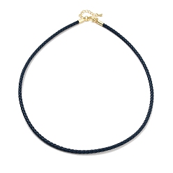 Прусский Синий Изготовление плетеных круглых браслетов из искусственной кожи, с застежками-карабами из нержавеющей стали золотистого цвета, берлинская лазурь, 17-1/8 дюйм (43.6 см)