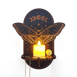 Insects Деревянная настенная небольшая хрустальная витрина, ведьма висит держатель кристалла, подвесной подвесной маятник для биолокации из кристалла, моль, насекомые, 210x110 мм