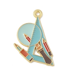 Другие Школьные принадлежности сплав эмаль подвески, золотые, правитель, 25x19.5x1 мм, отверстие : 1.6 мм