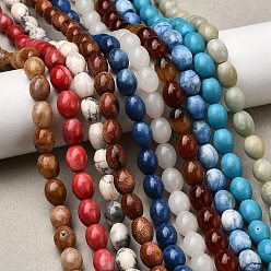 Смешанные камни Натуральные и синтетические, смешанные драгоценный камень бисер пряди, овальные, смешанные окрашенные и неокрашенные, 10x8 мм, отверстие : 0.8~0.9 мм, около 40 шт / нитка, 15.75~15.83'' (40~40.2 см)