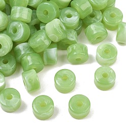 Yellow Green Two-Color Opaque Acrylic Imitation Gemstone Beads, Column, Yellow Green, 12x8mm, Hole: 3mm, about 526pcs/500g