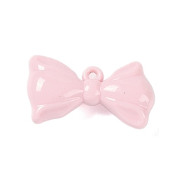 Pink Большие подвески из непрозрачного акрила, окрашенные распылением, бантом, розовые, 31x56x16 мм, отверстие : 3.5 мм
