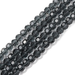 Серый Имитация австрийских кристаллов, класс AAA, к 9 стекло, граненый (32 граней) круглый, серые, 4 мм, отверстие : 0.7~0.9 мм, около 100 шт / нитка, 15.7 дюйм