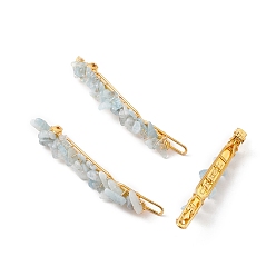Аквамарин Заколки для волос из натурального аквамарина, с железной фурнитурой, аксессуары для волос для женщины девушки, золотые, 67.5~68x6~10x7 мм
