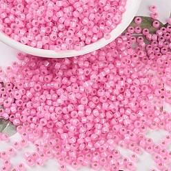 (RR575) Dyed Carnation Silverlined Alabaster MIYUKI Round Rocailles Beads, Japanese Seed Beads, 8/0, (RR575) Dyed Carnation Silverlined Alabaster, 3mm, Hole: 1mm, about 19000~20500pcs/pound