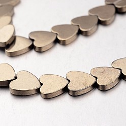 (252) Цвет внутри: морской / фиолетовый на подкладке Гальванизировать немагнитных синтетический гематит нитей бисера, сердце, античная бронза покрытие, 10x10x2 мм, отверстие : 1 мм, около 47 шт / нитка, 15.7 дюйм