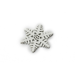 White Snowflake Wood Floss Bobbins, for Cross Stitch, Thread Craft and DIY Sewing Embroidery Craft, White, 29x2mm