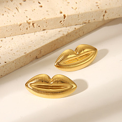 Настоящее золото 18K Яркие 304 серьги-гвоздики для губ из нержавеющей стали для женщин, реальный 18 k позолоченный, 16.1x34.5 мм