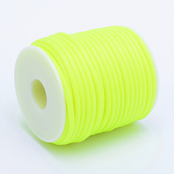 Green Yellow Hollow Pipe PVC Tubular Synthetic Rubber Cord, Wrapped Around White Plastic Spool, Green Yellow, 3mm, Hole: 1.5mm, about 27.34 yards(25m)/roll