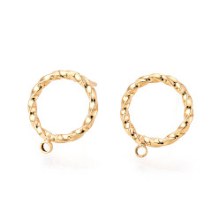 Настоящее золото 18K Изделия из латуни, долговечный, твист, без никеля , реальный 18 k позолоченный, 14x11.9 мм, отверстие : 1.2 мм, штифты : 0.8 мм