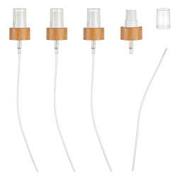 White Plastic & Bamboo Spray Bottle Replacement Dispensing Pump Top, Fine Mist Sprayer Caps, White, 25.5x3.05cm