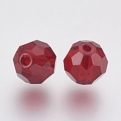 Dark Red Imitation Austrian Crystal Beads, Grade AAA, Faceted(32 Facets), Round, Dark Red, 8mm, Hole: 0.9~1.4mm