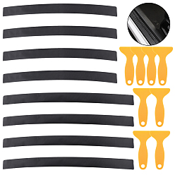 Черный 8 наборы 2 стиль ПВХ универсальный автомобильный защитный кожух дверного порога, с пластиковым скребком, наклейка для предотвращения столкновений, чёрные, 90~104x7.4x0.02 см, 4 комплектов / стиль