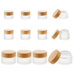 White Glass Frosted Bottle, with PP Screw Cover, with Wooden Pattern, Refillable Cosmetic Bottle, Column, White, 35~52x26~39mm, Hole: 22~35mm, Capacity: 5~30g, 12pcs