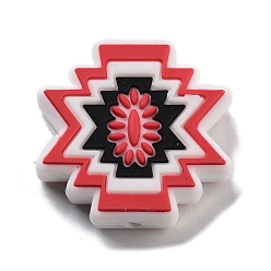 Красный Силиконовые фокусные шарики, DIY уход за ожерельем, червоточина, красные, 28x29x8 мм, отверстие : 2 мм