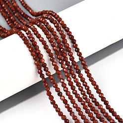 Красный Камень Натуральные красные яшмы бусы пряди, круглые, граненые, 2~2.5 мм, отверстие : 0.5 мм, около 165~189 шт / нитка, 14.96~15.75''' (38~40 см)