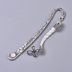 Белый Тибетского стиля Закладки / шпильки, со стеклянной жемчужные бусины и корейский пу мозга, крестик, белые, 120 мм