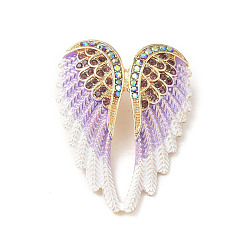 Лиловый Броши из сплава со стразами для рюкзака, сердце, сирень, 50.5x37.5 мм