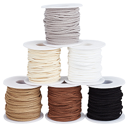 (52) Непрозрачная лаванда 6шт 6 цвета искусственная замша шнур, плоский, разноцветные, 2x1.5 мм, около 24.61 ярдов (22.5 м) / шт, 1 шт / цвет