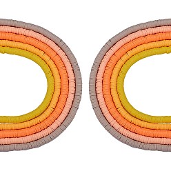 Оранжевый 10 нити 5 цвета плоские круглые бусины из полимерной глины ручной работы, диск хейши бусины для гавайских серег браслет ожерелья ювелирных изделий, оранжевые, 6x1 мм, отверстие : 2 мм, около 380~400 шт / нитка, 17.70'' (44.95 см), 2 пряди / цвет