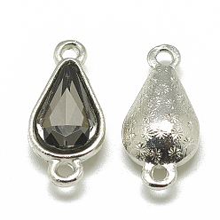 Серый Соединители звеньев сплава стекла, слеза, платина, серые, 21x10x5~6 мм, отверстие : 2 мм