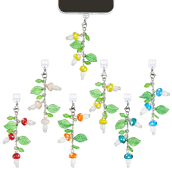 (52) Непрозрачная лаванда 16шт 8 стиль пластиковые мобильные пылезащитные заглушки, с подвесками ручной работы из лэмпворка и акрила, гриб, платина, разноцветные, 92 мм