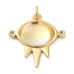 Прозрачный Латунные микро проложить кубического циркония подвески, без кадмия и без свинца, со смолой и прыгающим кольцом, овальные амулеты, прозрачные, 21x20.5x6 мм, отверстие : 2.5 мм