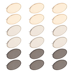 (52) Непрозрачная лаванда 18 наборы 3 цвета цинковый сплав сумки декоративные застежки, штамповка пустых тегов, с железной прокладкой, овальные, разноцветные, 4x2.5x1.75 см, 6 наборы / цвет